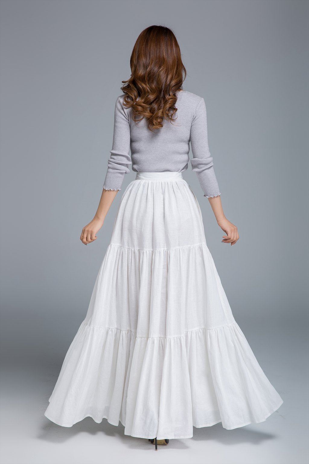 White pleated 2024 full skirt