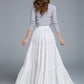 white skirt, linen skirt, full skirt, pleated skirt 1674