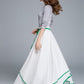 white linen skirt, swing skirt, boho skirt 1675