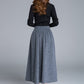 grey skirt, wool skirt, button skirt, midi skirt 1676