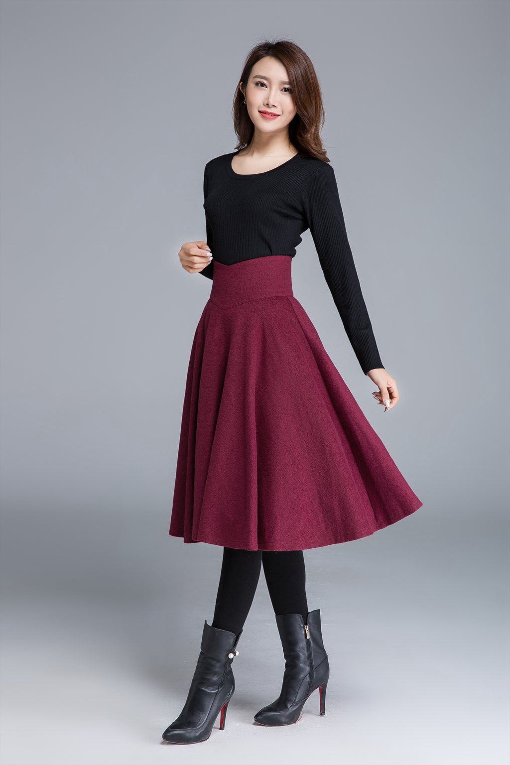 High waist swing wool skirt 1678#