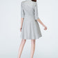 Light Grey Linen Shirt Dress 1694#