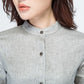Light Grey Linen Shirt Dress 1694#