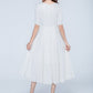 white linen dress, tea length dress 1740