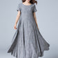 summer high  waist maxi length linen dress 1776