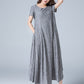 summer high  waist maxi length linen dress 1776
