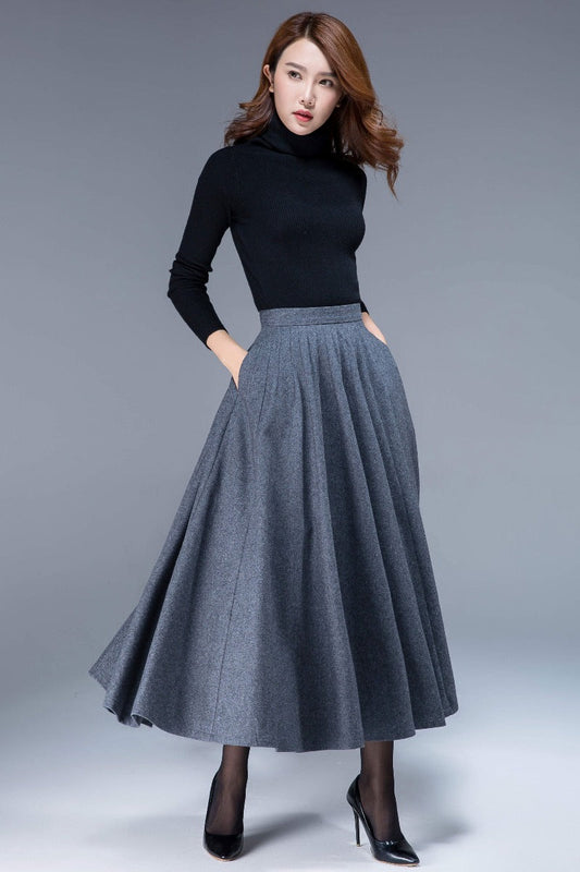 Women Retro Wool Circle Skirt 1802#