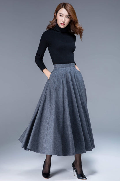 Women Retro Wool Circle Skirt 1802