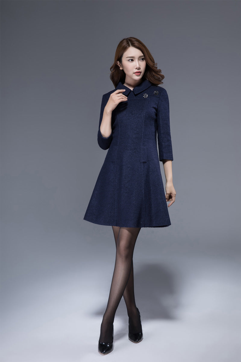 navy blue wool tunic dress 1815