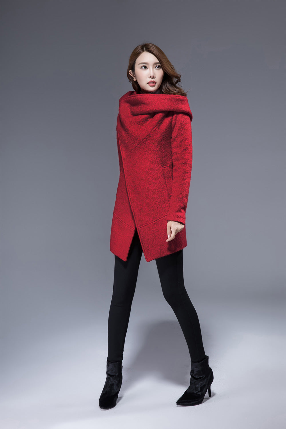 Hooded pea coat online for ladies