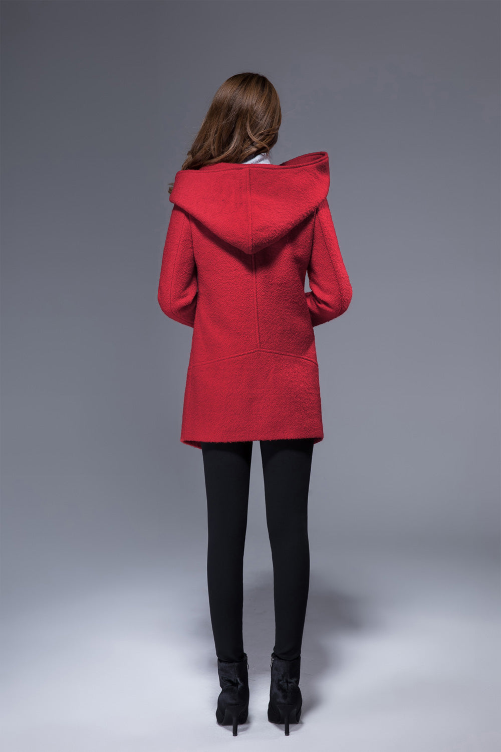 Red wool hot sale peacoat women's