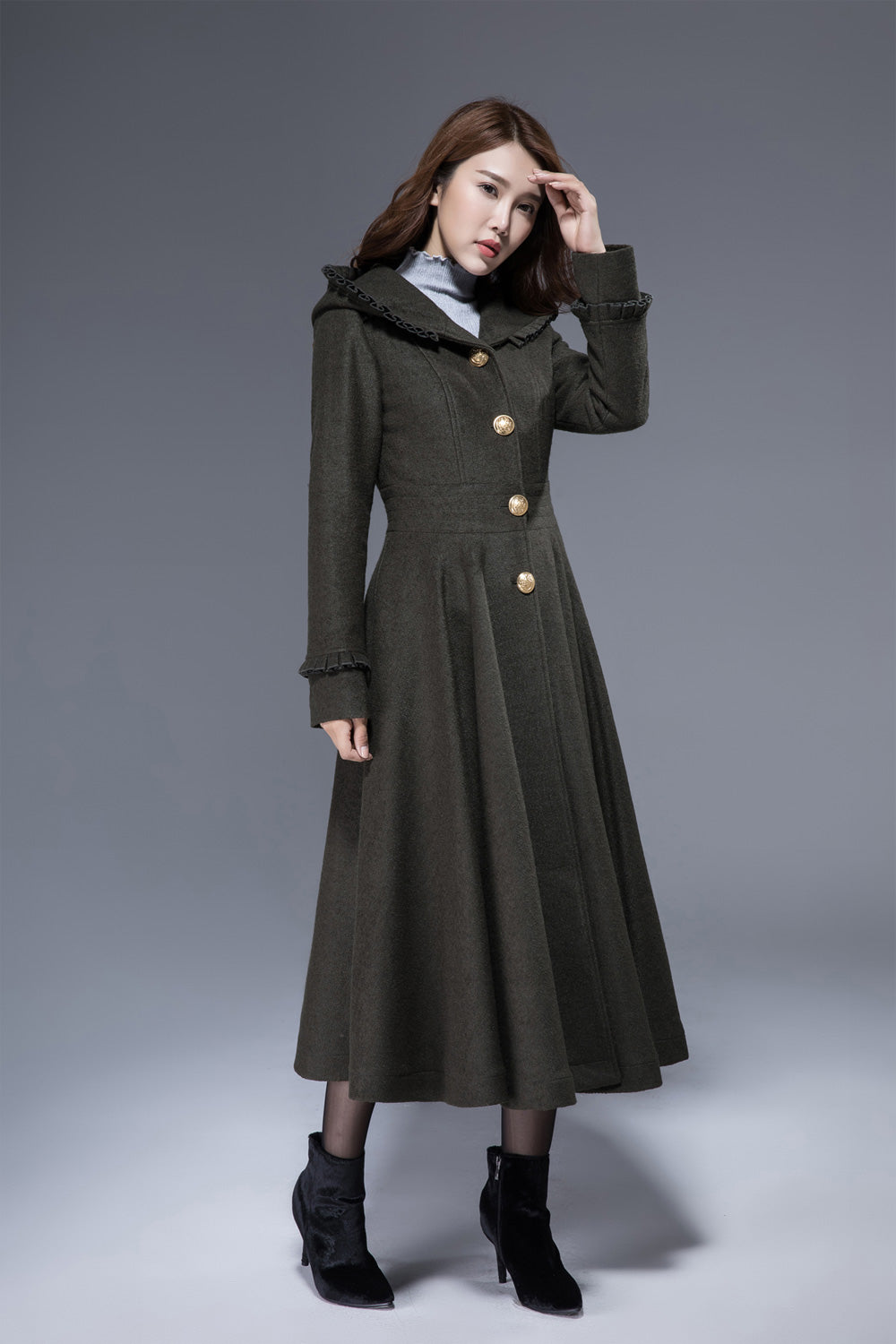 Long army green on sale coat