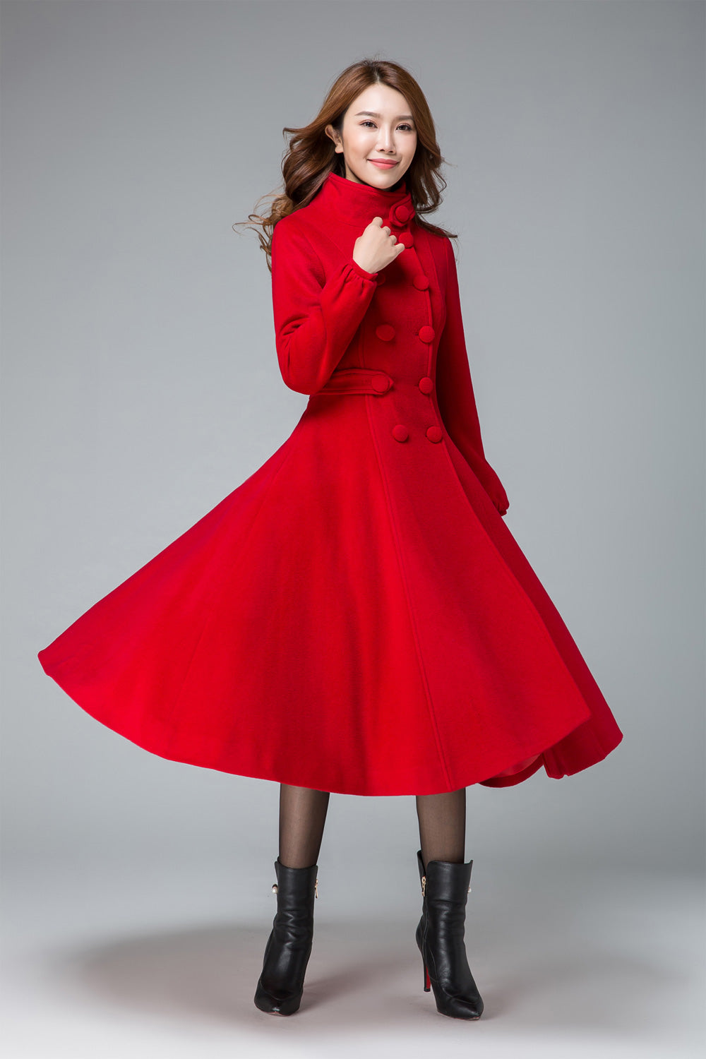 Long hot sale coat red