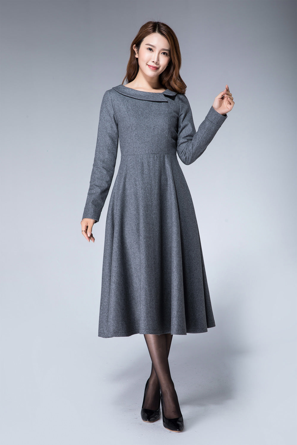 warm dark gray wool dress 1874 – XiaoLizi