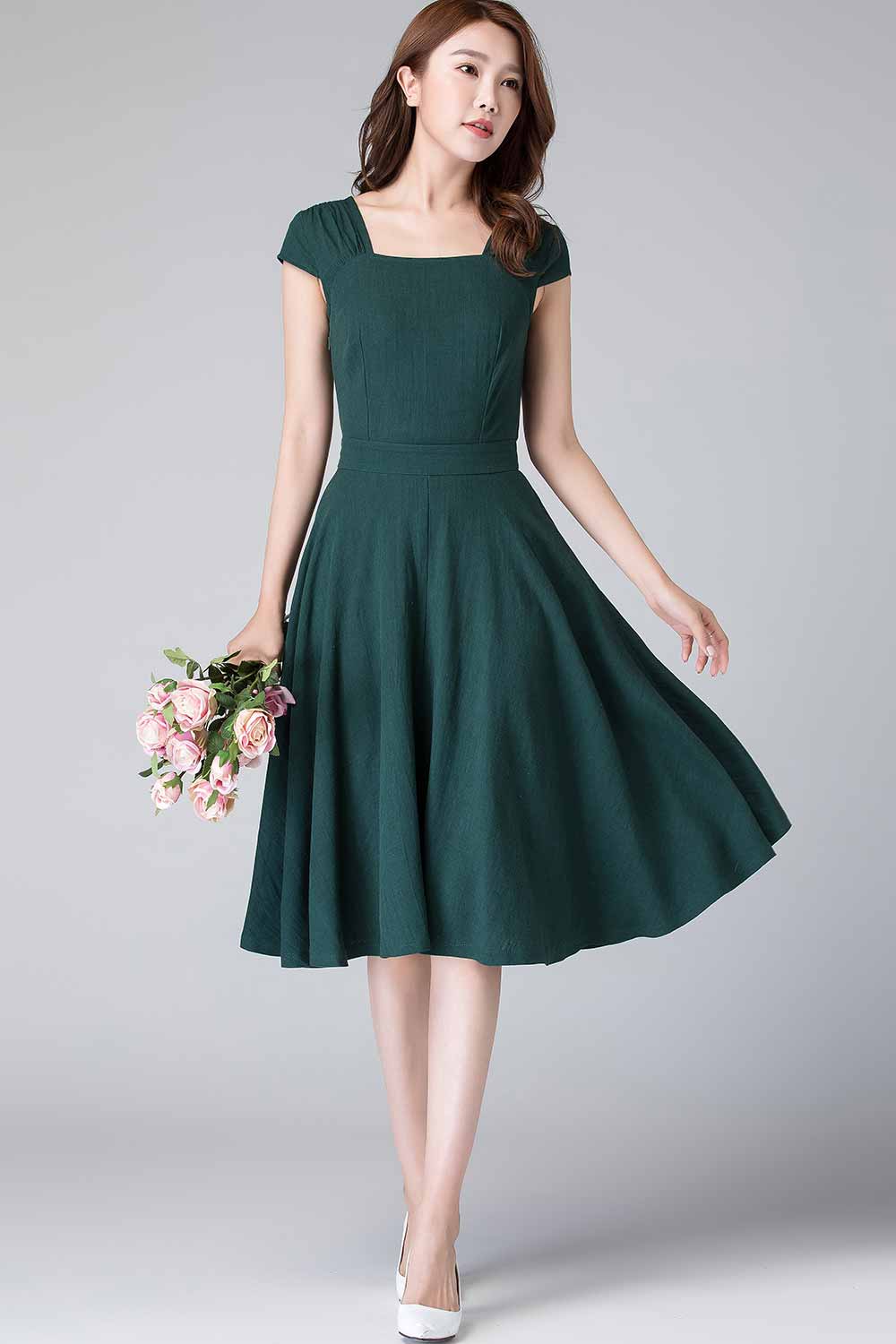 army green linen dress Linen Midi Dress, Linen Dress for Women, Heavy Linen Dress, Military Green Dress, Linen Fall Dress, Linen Wrap Dress, Linen Clothes, XS / Natural