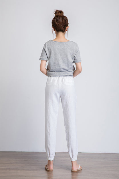 white linen pants