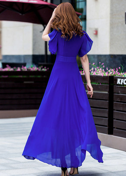 Ruffle fit and flare maxi chiffon dress 263302