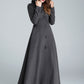 Black hooded maxi coat for winter 1839#