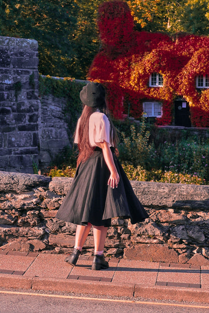 Hight waisted A line wool circle skirt for winter 315601