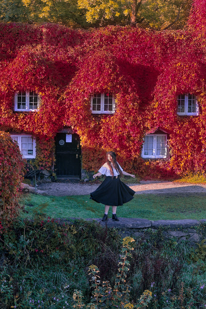 Hight waisted A line wool circle skirt for winter 315601