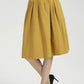 knee length yellow linen skirt, summer short skirt 2039#