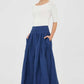 women's handmade linen skirt, long pleated skirt 2086#