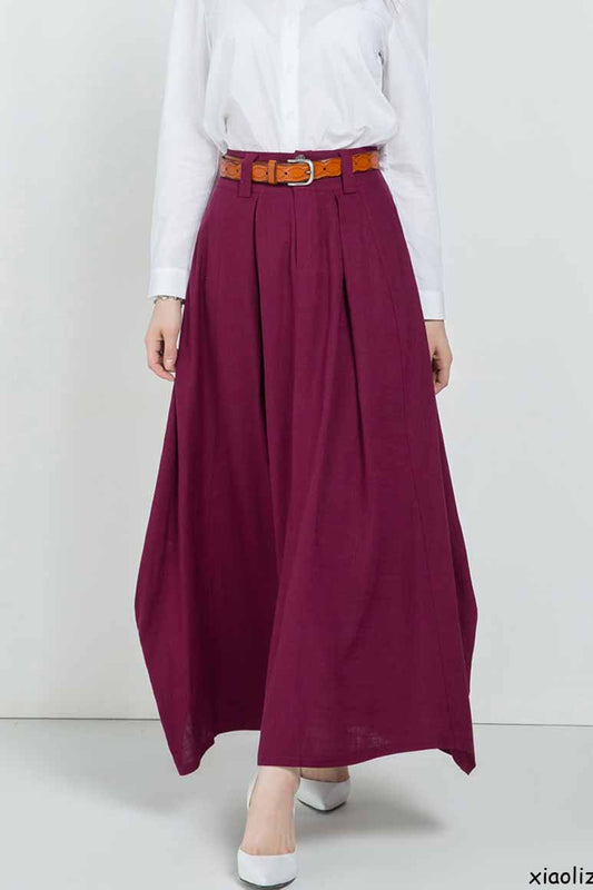 Women's swing long skirt with Asymmetrical hem line 2159#