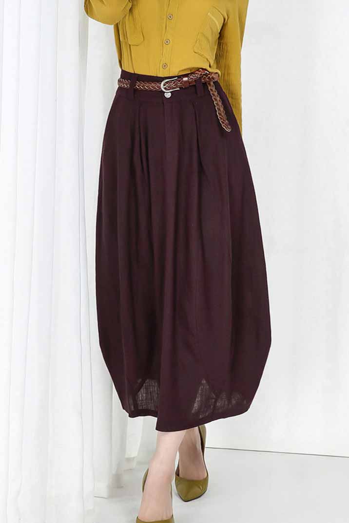 women's midi bubble skirt in brown 2164