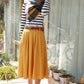 yellow linen pleated skirt 2170#