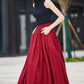 Casual Linen maxi Skirt with pleated Pockets  2176#