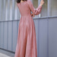 long sleeve swing prom dress in pink 2186#