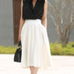 white flare midi skirt 2197#