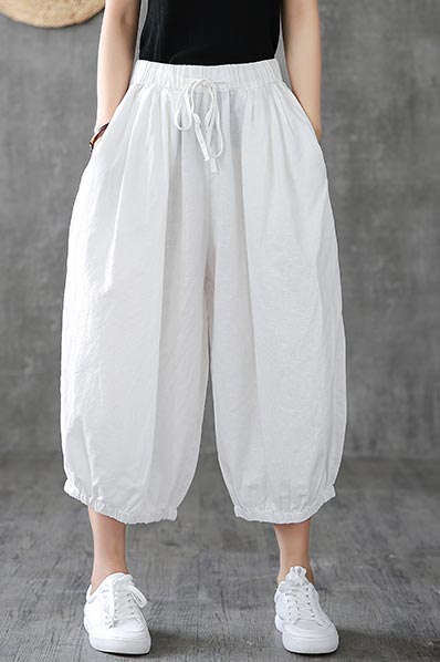 Dadaria Wide Leg Linen Pants for Women Petite Length Loose Cotton Linen  with Pocket Solid Trousers Pants Beige XL,Female
