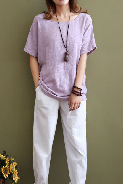 Loose fitting top for summer with short sleeve J009-9