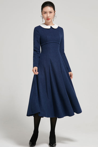 Classic Wool Dress Heather Grey – A-Line Silhouette for Winter – 1613