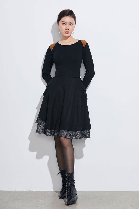 Vintage Wool Short Skirt – Handmade Fit & Flare Above Knee | Xiaolizi 2328