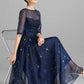 Summer Women Blue Starry Sky Swing Chiffon Midi Dress 2353#