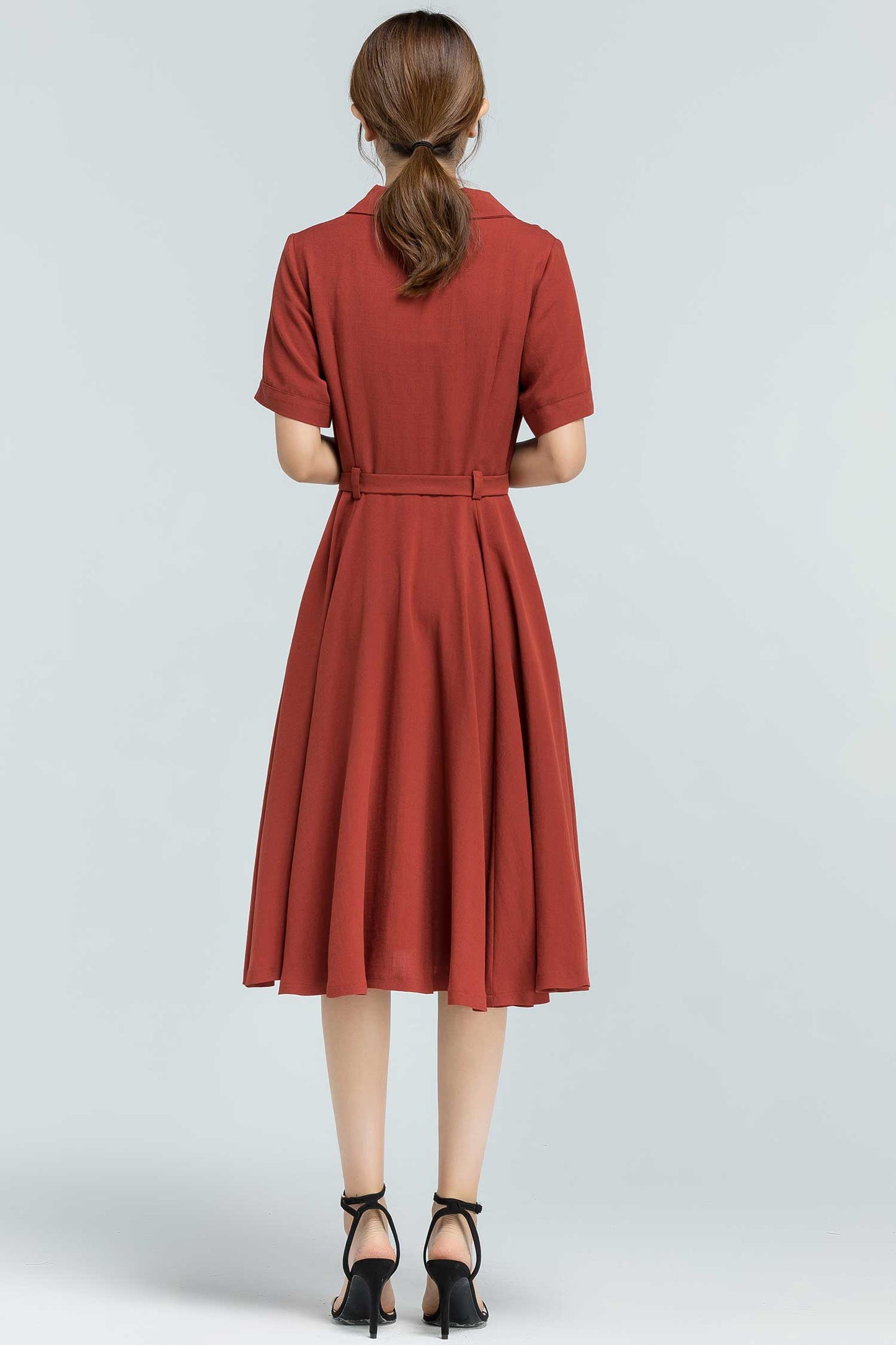 50s inspired swing shirt Dress in Rust red 2372#