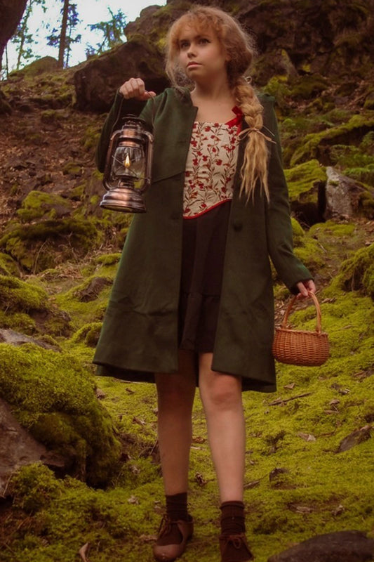 Green Hooded wool Coat 3186