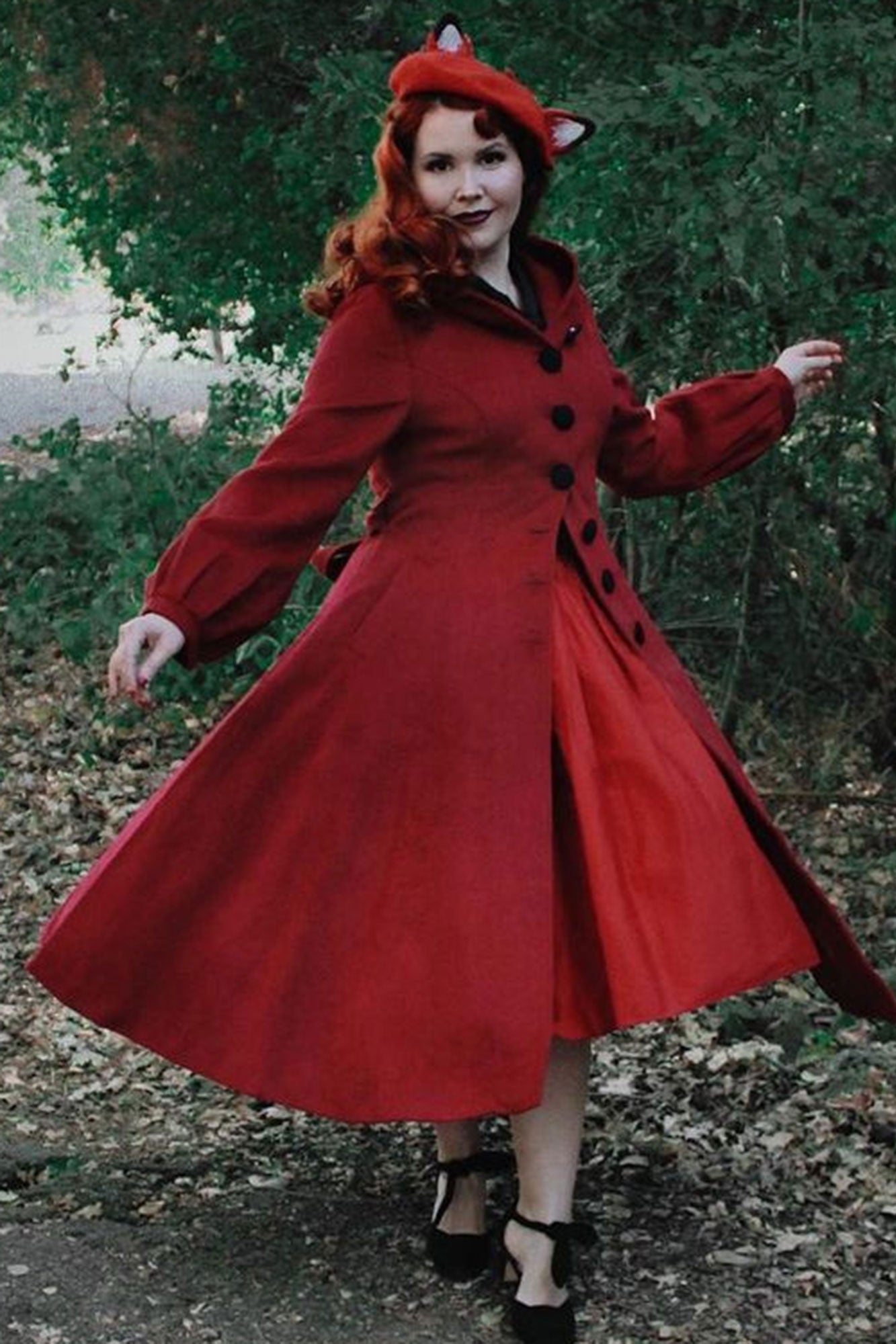 Red Wool coat, Long hooded wool coat, Custom coat 3184