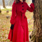 Red hooded maxi wool coat 3225