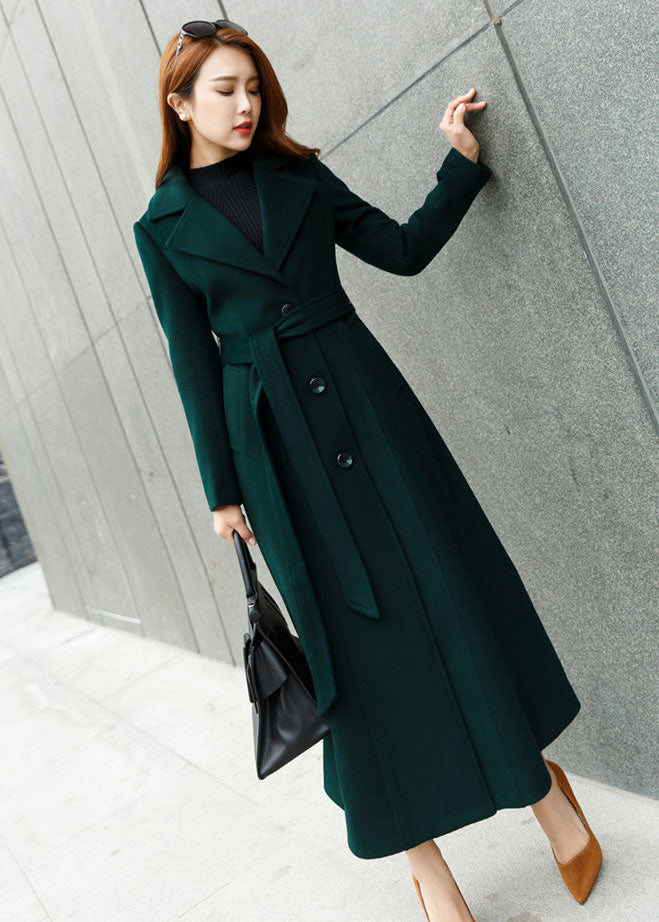 womens winter warm wool coat in green 2458
