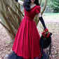 Women' s Red Linen Maxi Wedding Dress 2480#