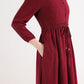 Red Spring Long sleeve Cotton Linen Dress 2519#