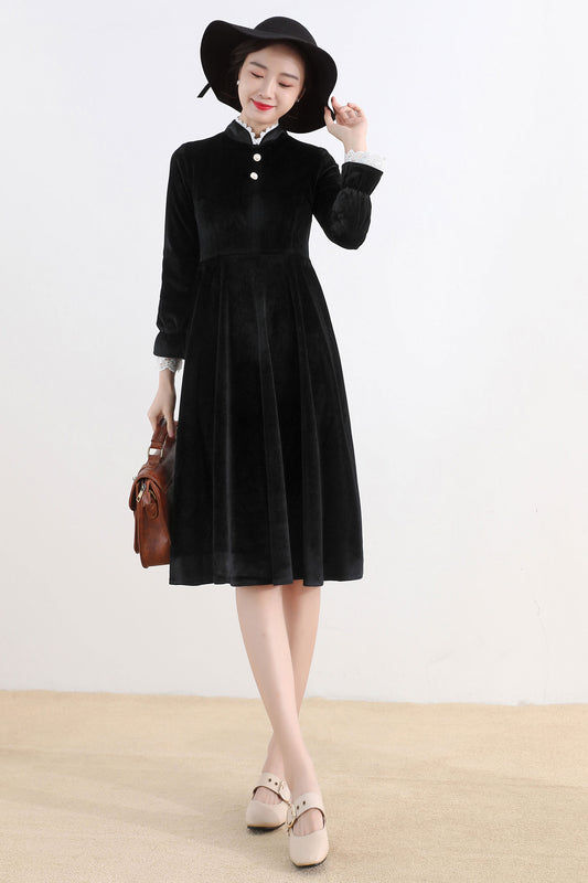 Velvet little black dress 2520