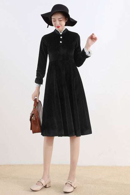 Velvet little black dress 2520