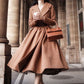 50s Vintage Inspired Brown Wool Coat 2544#