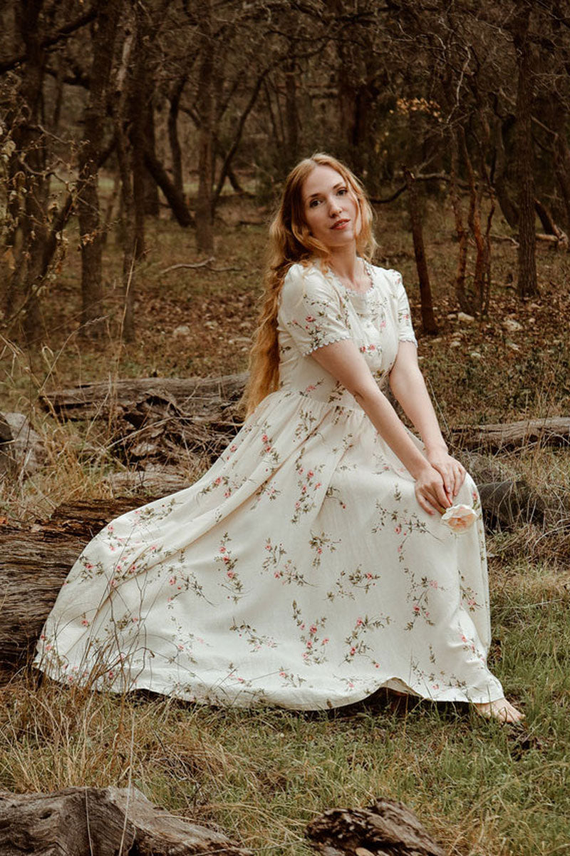 Floral Cottagecore Linen Maxi Prom Dress 2591 Floral Cottagecore Linen Maxi Prom Dress 2591