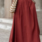 Red Women Maxi Linen Skirt 2595#
