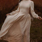 Beige Linen dress, Long sleeve Linen maxi dress 2701